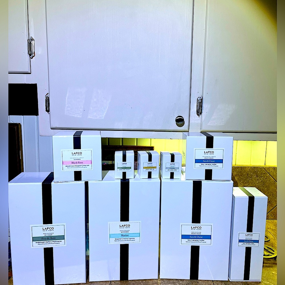Empty Lafco diffuser and candle boxes . $7 each plus shipping. Or $30 for all